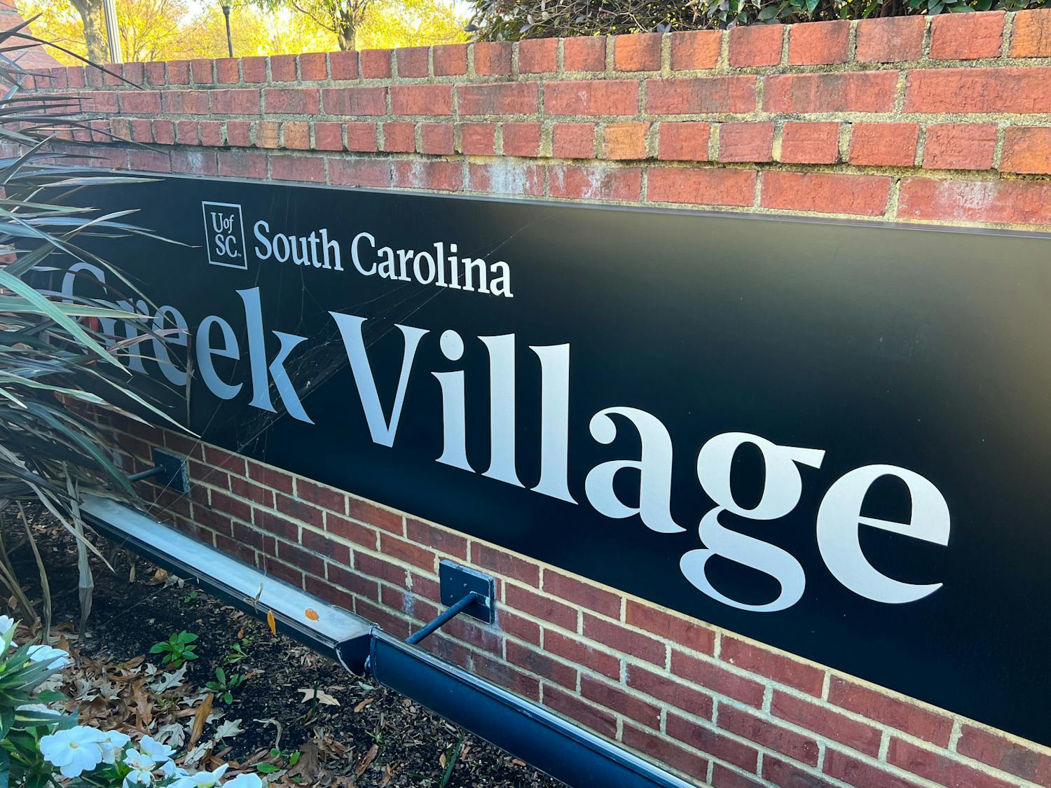 FILE—The sign outside of USC's Greek Village taken on Nov. 13, 2022. There are nearly 50 Greek life organizations at USC, all of which are overseen by the Office of Fraternity and Sorority Life.