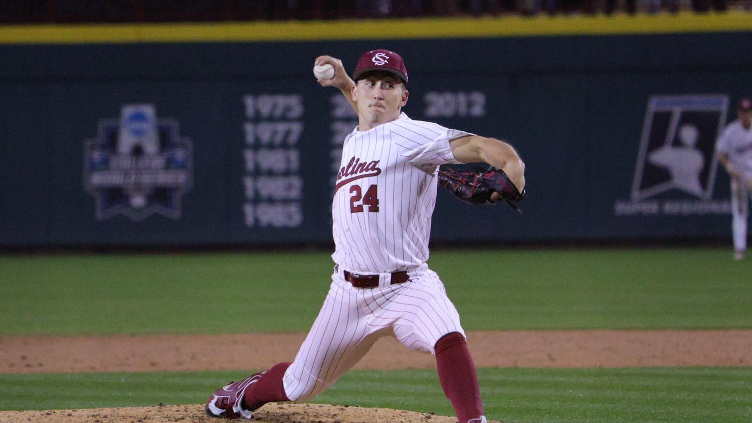 FILE — Junior right-handed pitcher Josh Gunther delivers a pitch during the game against Clemson on Feb. 27, 2026, at Founders Park in Columbia, South Carolina. The Gamecocks are set to start their Southeastern Conference matches on March 13 against the Florida Gators.