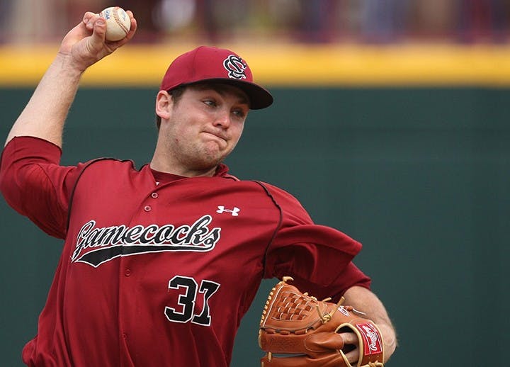 South Carolina Gamecocks starting pitcher Wil Crowe pitches against the Eastern Kentucky Colonels in Columbia, S.C., on Sunday, Feb. 23, 2014. (C. Michael Bergen/The State/MCT)