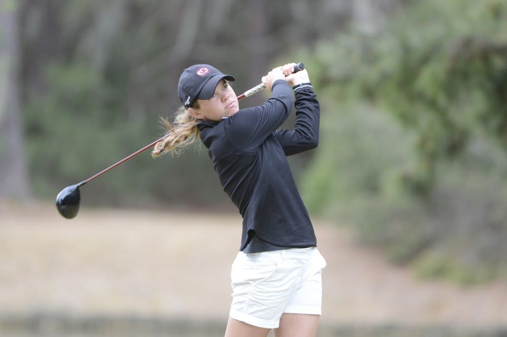 	<p>Freshman Sarah Schmelzel has led the women’s golf team in scoring the past two tournaments. The Gamecocks will play in the <span class="caps">SEC</span> tournament in Alabama this weekend.</p>
