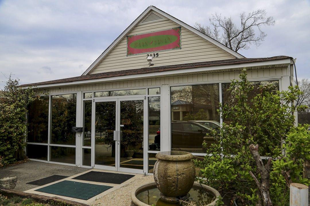The front entrance of Baan Sawan Thai Bistro located on Devine Street on Feb. 21, 2023. Baan Sawan offers a vegan menu and a carefully crafted wine subscription. The restaurant also sells used books in a variety of genres.&nbsp;