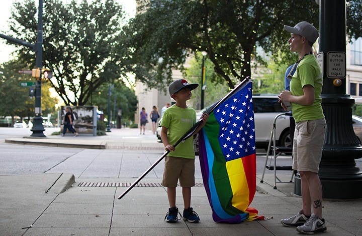 Attendees get ready for the start of the South Carolina pride parade on Friday, Oct. 4th.&nbsp;