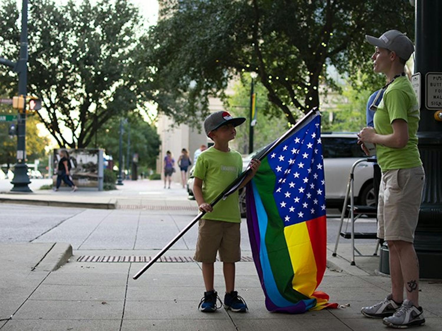 Attendees get ready for the start of the South Carolina pride parade on Friday, Oct. 4th.&nbsp;