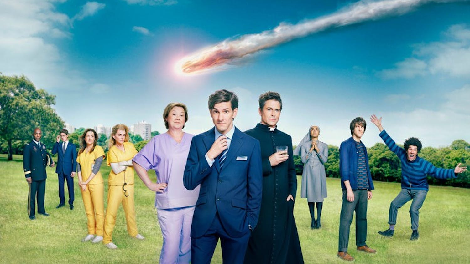 "You, Me and the Apocalypse" is a bold, adrenaline-fueled, hour-long comedic drama about the last days of mankind. When the news is announced that a comet is on an unavoidable collision course with Earth, a hilarious chain of events is set in motion as an eclectic group of seemingly unconnected characters begin to intersect in unexpected ways.