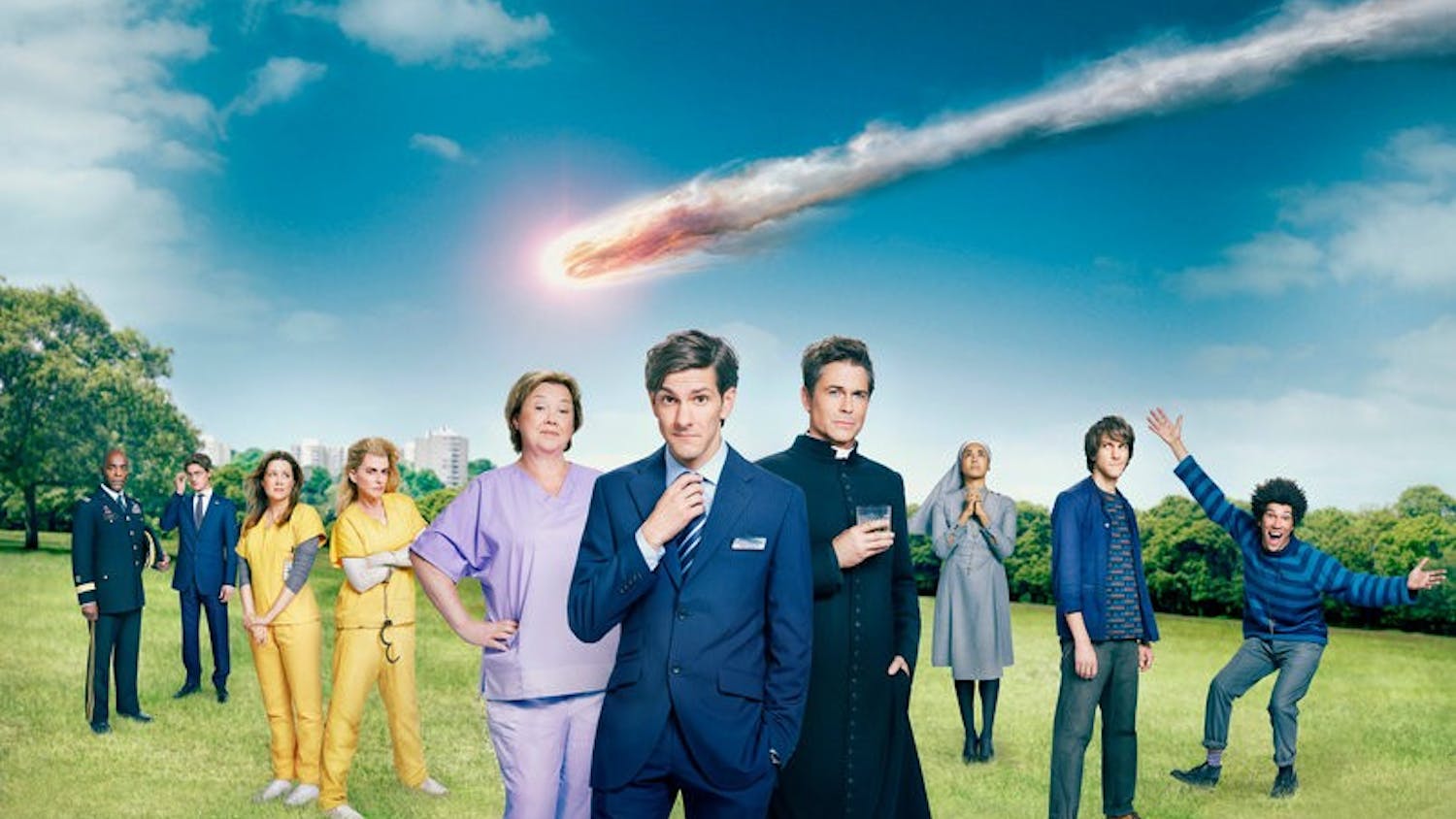 "You, Me and the Apocalypse" is a bold, adrenaline-fueled, hour-long comedic drama about the last days of mankind. When the news is announced that a comet is on an unavoidable collision course with Earth, a hilarious chain of events is set in motion as an eclectic group of seemingly unconnected characters begin to intersect in unexpected ways.