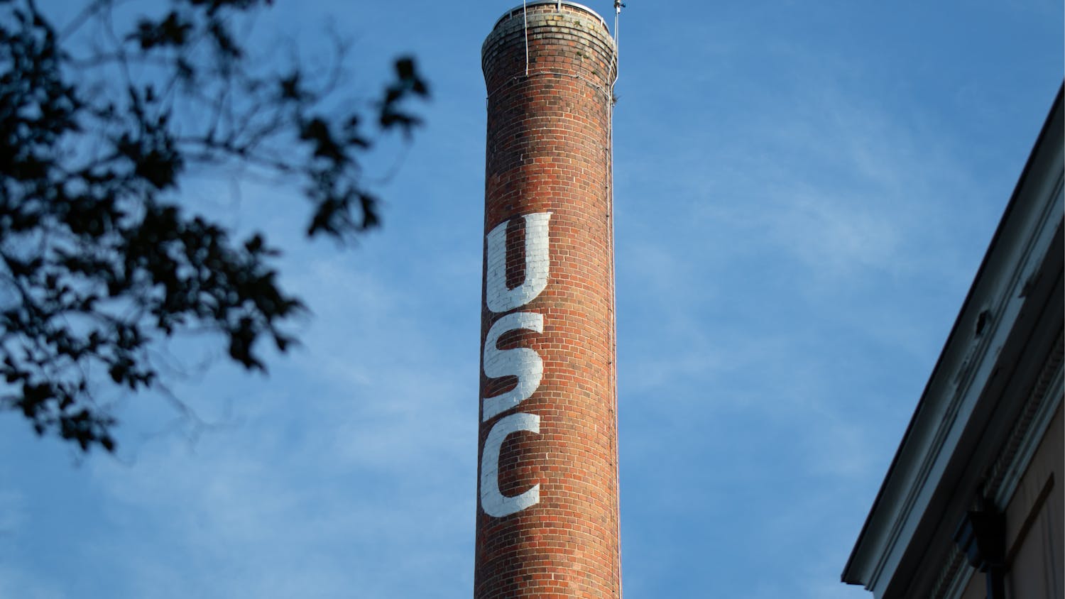 (FILE) A photo of the University of South Carolina's historic smokestack. Many students around campus recognize the stack as one of the school's most notable landmarks.