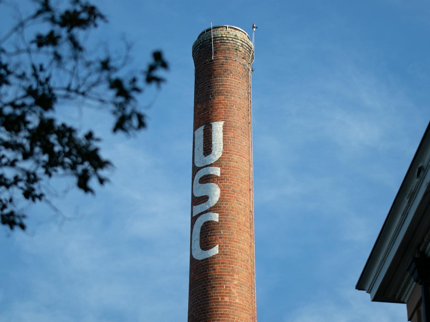 (FILE) A photo of the University of South Carolina's historic smokestack. Many students around campus recognize the stack as one of the school's most notable landmarks.