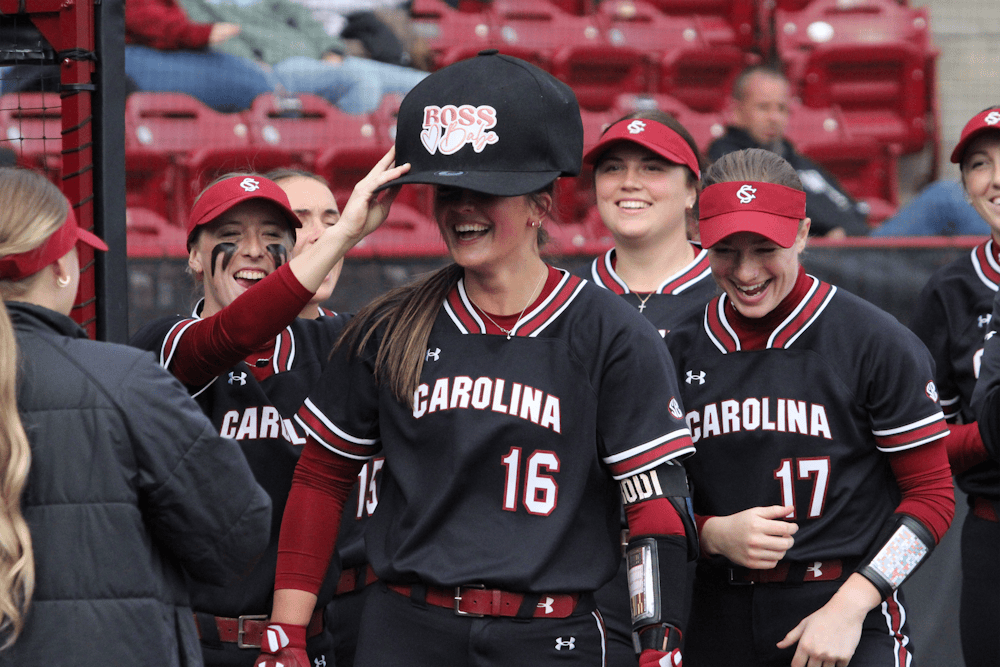 <p>FILE — Junior infielder Arianna Rodi celebrates her home run in game against Fordham on Feb. 22, 2025, at Beckham Field. Rodi hit a solo shot out of the stadium in the bottom of the first, putting the Gamecocks on the board.</p>