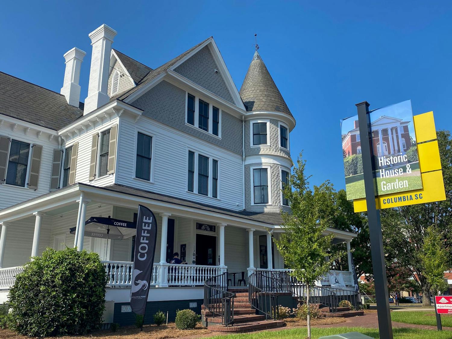 The W.B. Smith Whaley House sits on the corner of Gervais Street and Pickens Street in Downtown Columbia, South Carolina, on Aug. 24, 2023. The Whaley House is home to Knowledge Perk Coffee Company’s newest location.