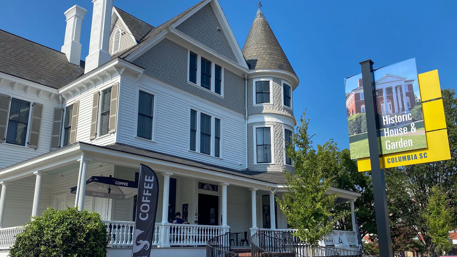The W.B. Smith Whaley House sits on the corner of Gervais Street and Pickens Street in Downtown Columbia, South Carolina, on Aug. 24, 2023. The Whaley House is home to Knowledge Perk Coffee Company’s newest location.