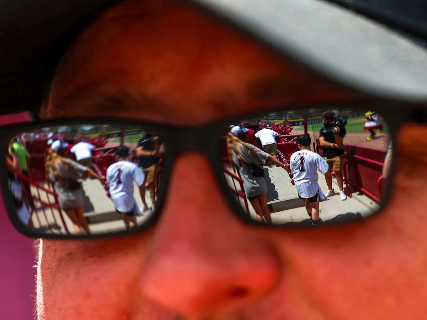 Lexington resident Gabriel Lyons gets a pregame interview before throwing out the first pitch before the game between South Carolina and Kentucky on April 25, 2026. Lyons, who lives with autism, had an entire dream weekend touring the Gamecock athletics facilities and meeting athletes.