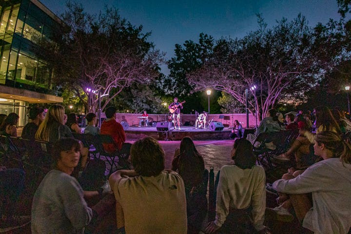 Fans watch as Henry and the Sleepers performs its set at the UofSC Battle of the Bands on Oct. 5, 2022. Students in attendance were an exposed to range of musical performances on the Russel House Patio as a variety of artists competed for the most fan votes.