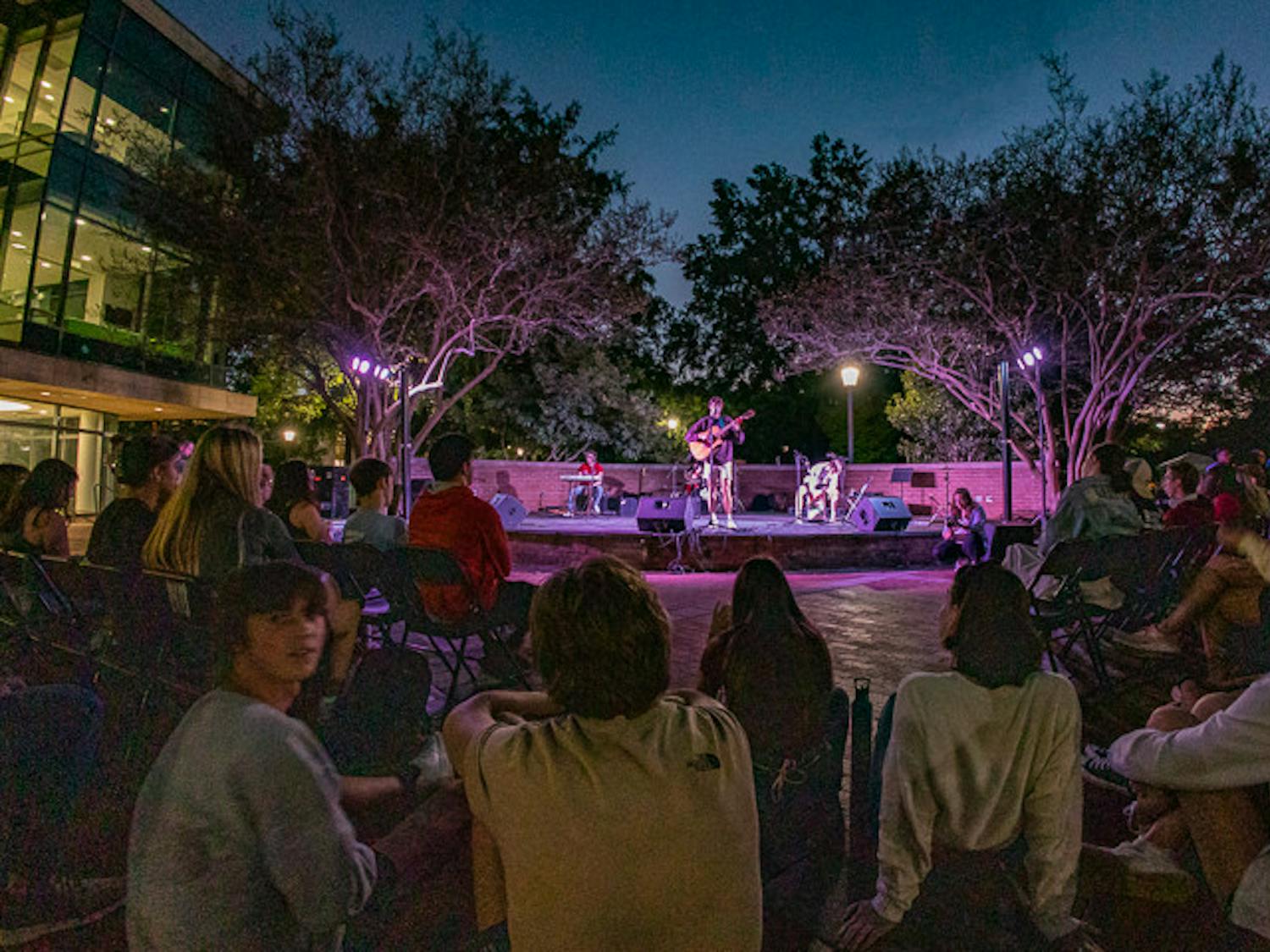 Fans watch as Henry and the Sleepers performs its set at the UofSC Battle of the Bands on Oct. 5, 2022. Students in attendance were an exposed to range of musical performances on the Russel House Patio as a variety of artists competed for the most fan votes.