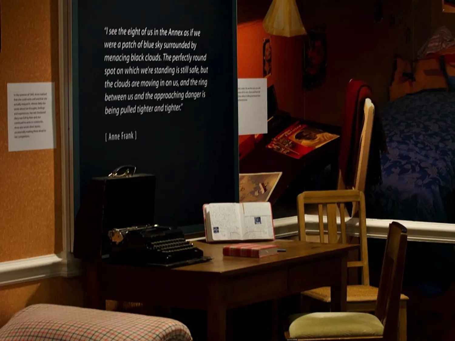 A re-creation of the space the Frank family lived in from 1942 to 1944, with a replica of the desk where Anne Frank wrote her diary. The Anne Frank Center is one of the Anne Frank House’s four partner sites internationally and the first in North America. 