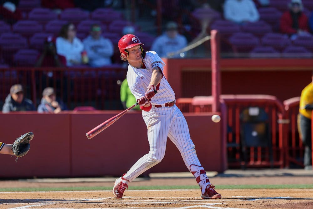<p>Junior infielder Dawson Harman prepares to strike a pitch during the game against Northern Kentucky on Feb. 13, 2026. Harman had two hits and scored a home run.</p>