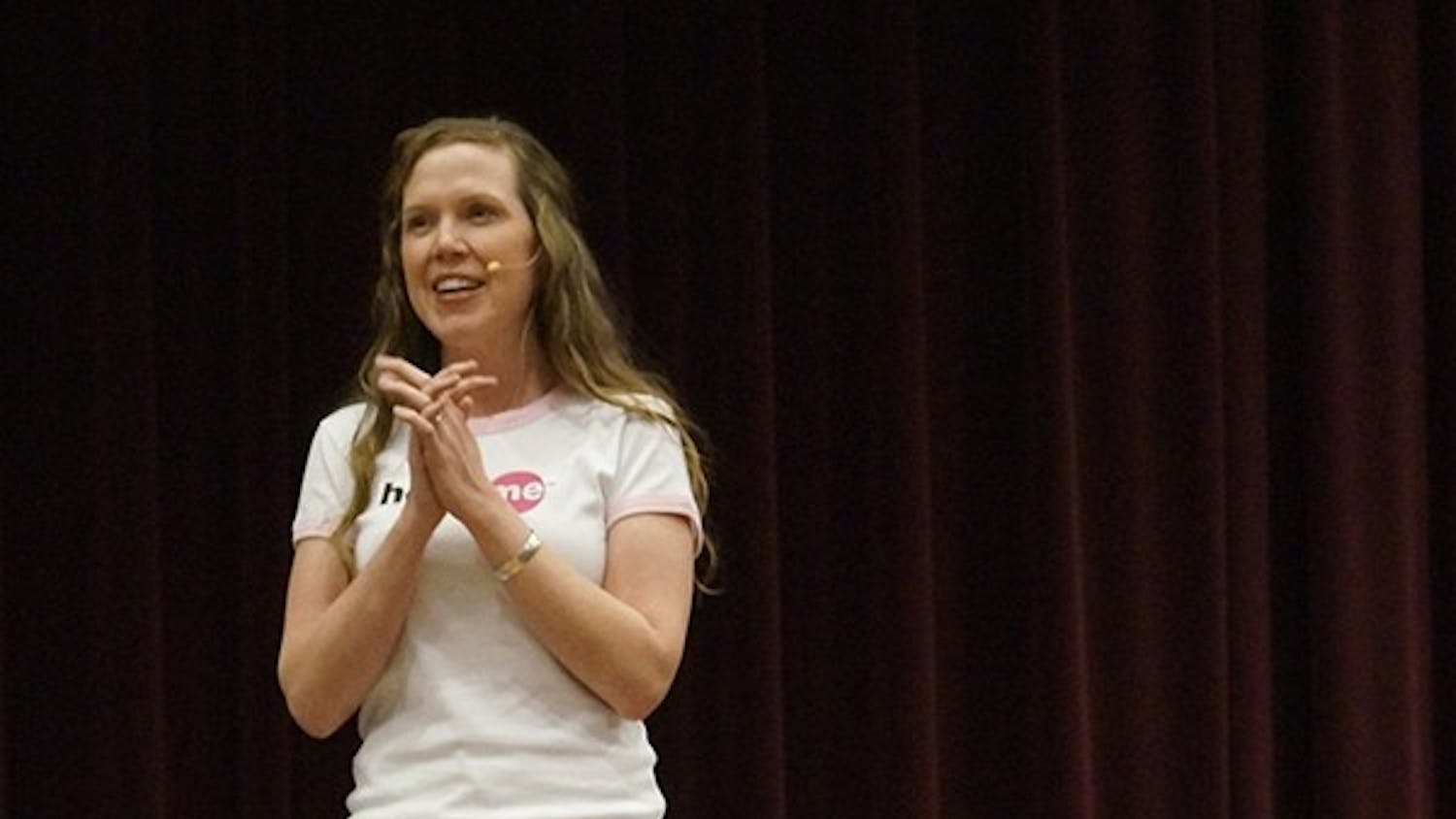 Author Jenni Schaefer talks about anorexia nervosa in the Russell House Ballroom Tuesday.