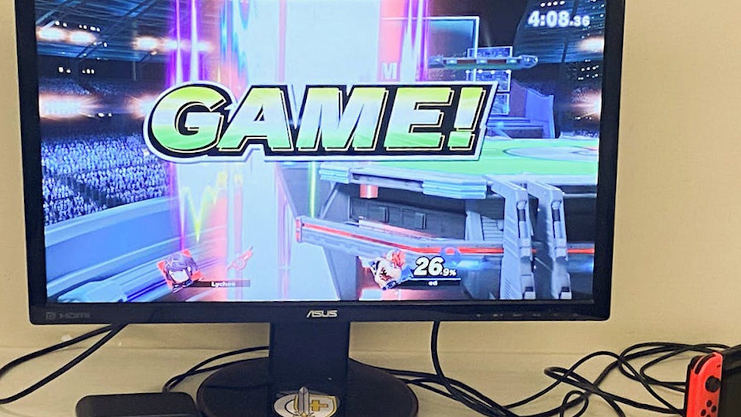A computer screen displays the game over screen that plays following a match in the popular Nintendo game Super Smash Bros on August 29, 2022. USC's Smash Club is a welcoming place for new and experienced players.