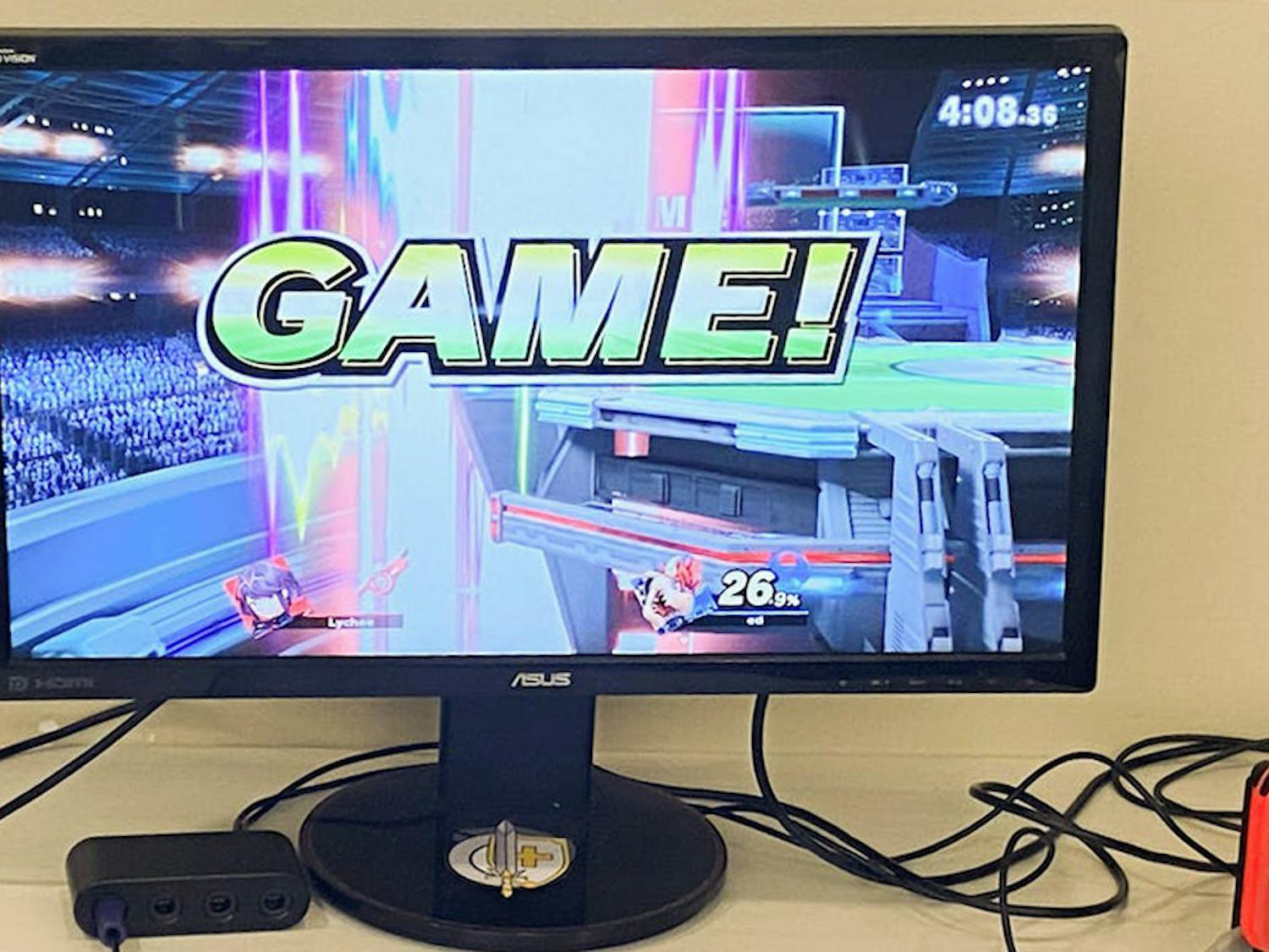 A computer screen displays the game over screen that plays following a match in the popular Nintendo game Super Smash Bros on August 29, 2022. USC's Smash Club is a welcoming place for new and experienced players.