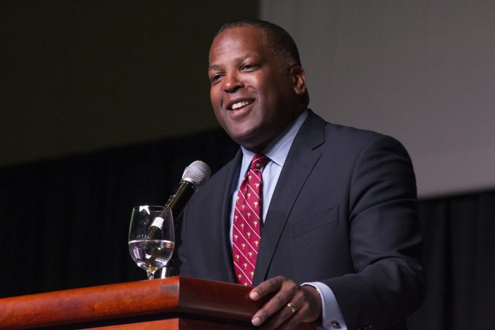 	Mayor Steve Benjamin sets the agenda for his next term in office at the Columbia Metropolitan Convention Center on Tuesday, focusing on city improvements.