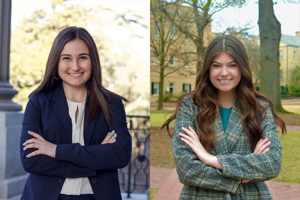 <p>Maia Porzio (left) and Faith Gravley (right) are the candidates running to become the next Student Body Vice President. Students can vote for candidates from Feb. 22 at 9 a.m. to Feb. 23 at 5 p.m. Ballots will be available online.</p>