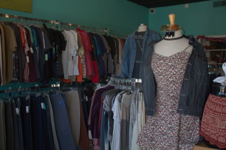 A collection of clothes sits on display at Sid &amp; Nancy, a thrift store in Five Points.