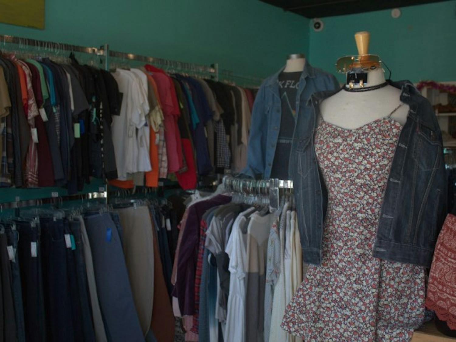 A collection of clothes sits on display at Sid &amp; Nancy, a thrift store in Five Points.