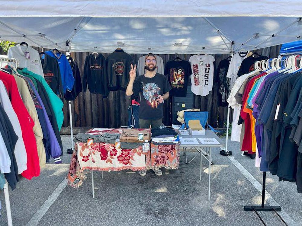<p>Josh Rogers poses for a picture at Snips Vintage during a pop-up thrift fair in October. The Gamecock Vintage Market aims to unite vendors from all over both North and South Carolina with 鶹С򽴫ý students who are looking to thrift in a sustainable way.</p>