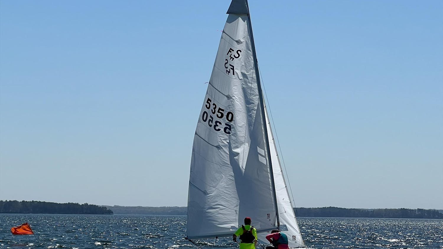 Columbia residents Ryan Gaskin and Lauren Christan compete in a Flying Scot race on March 22, 2025 on Lake Murray. Gaskin and Christan are members of the Lake Murray Sailing Club, open to members of any age and skill level.