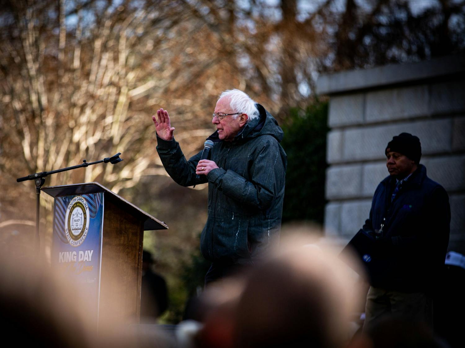 Democratic presidential candidate Bernie Sanders speaks at the Statehouse for the King Day at the Dome event on Martin Luther King Jr. Day Jan. 20.