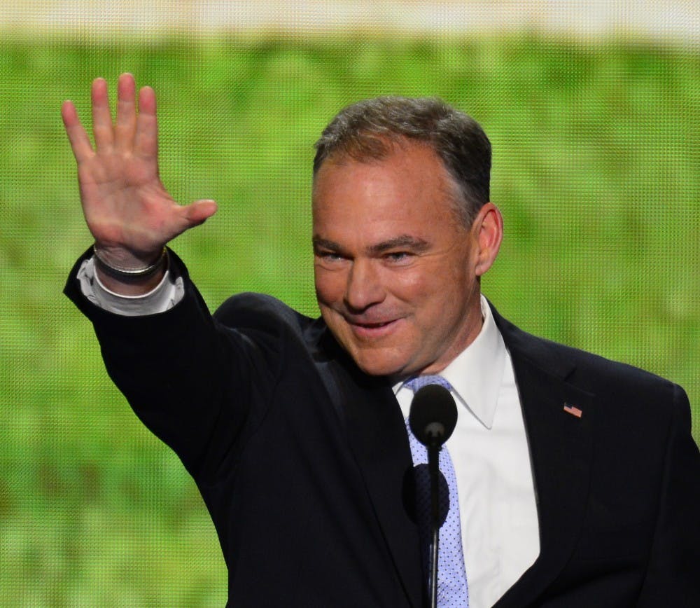 Former Virginia Governor Tim Kaine speaks at 2012 Democratic National Convention at the Time Warner Cable Arena in Charlotte, North Carolina, Tuesday, September 4, 2012. (Harry E. Walker/MCT)