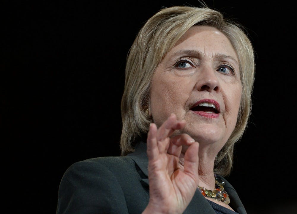 Democratic presidential candidate Hillary Clinton speaks to a capacity crowd at the Exposition Center of the North Carolina State Fairgrounds in Raleigh, N.C., on Wednesday, June 22, 2016. (Chuck Liddy/Raleigh News & Observer/TNS)