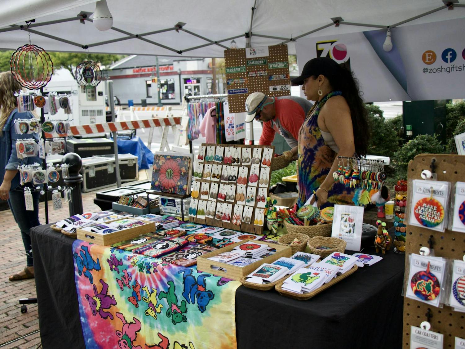 Mitchell and Jessica Sharp, owners of Zosh Gift Shop, get ready for their third year in Jerry Fest as vendors. Jessica Sharp is originally from Ecuador, but the couple has lived in the Charlotte area for about 20 years.