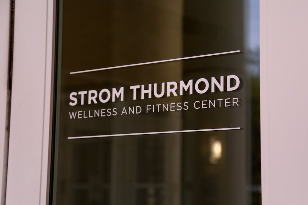 <p>The entrance of Strom Thurmond Wellness and Fitness Center. The facility serves faculty, staff and students of the University of South Carolina.</p>