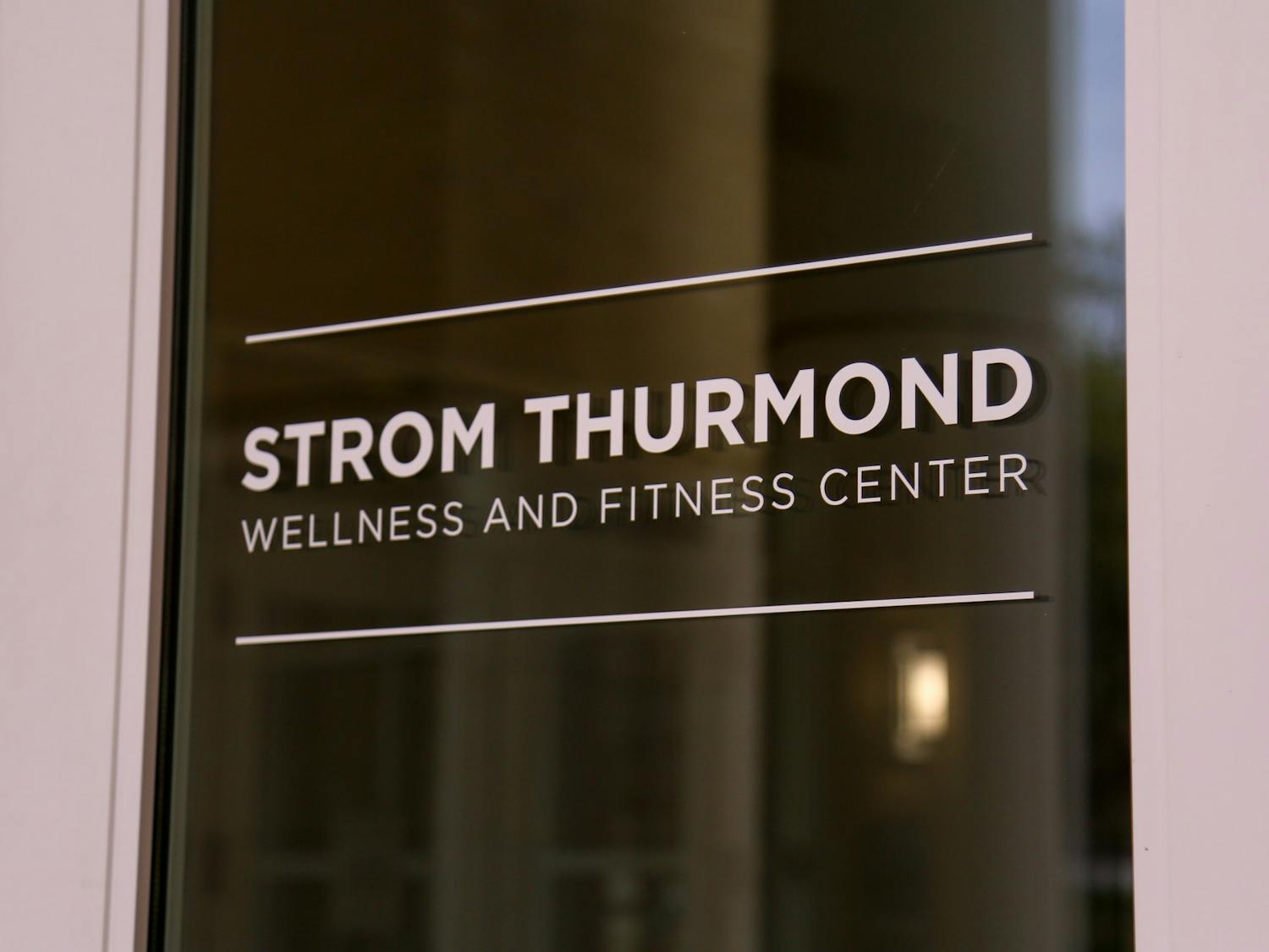 The entrance of Strom Thurmond Wellness and Fitness Center. The facility serves faculty, staff and students of the University of South Carolina.