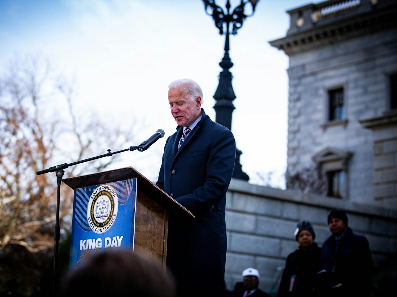 Democratic presidential candidate Joe Biden speaks at the Statehouse for the King Day at the Dome event on Martin Luther King Jr. Day Jan. 20.