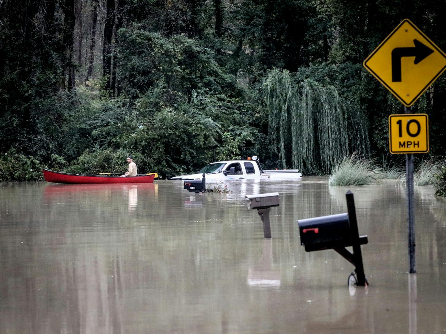 Rescue crews from across the country work to help those in need after rain and flood water ravaged the Columbia, South Carolina, area on Oct. 4, 2015.