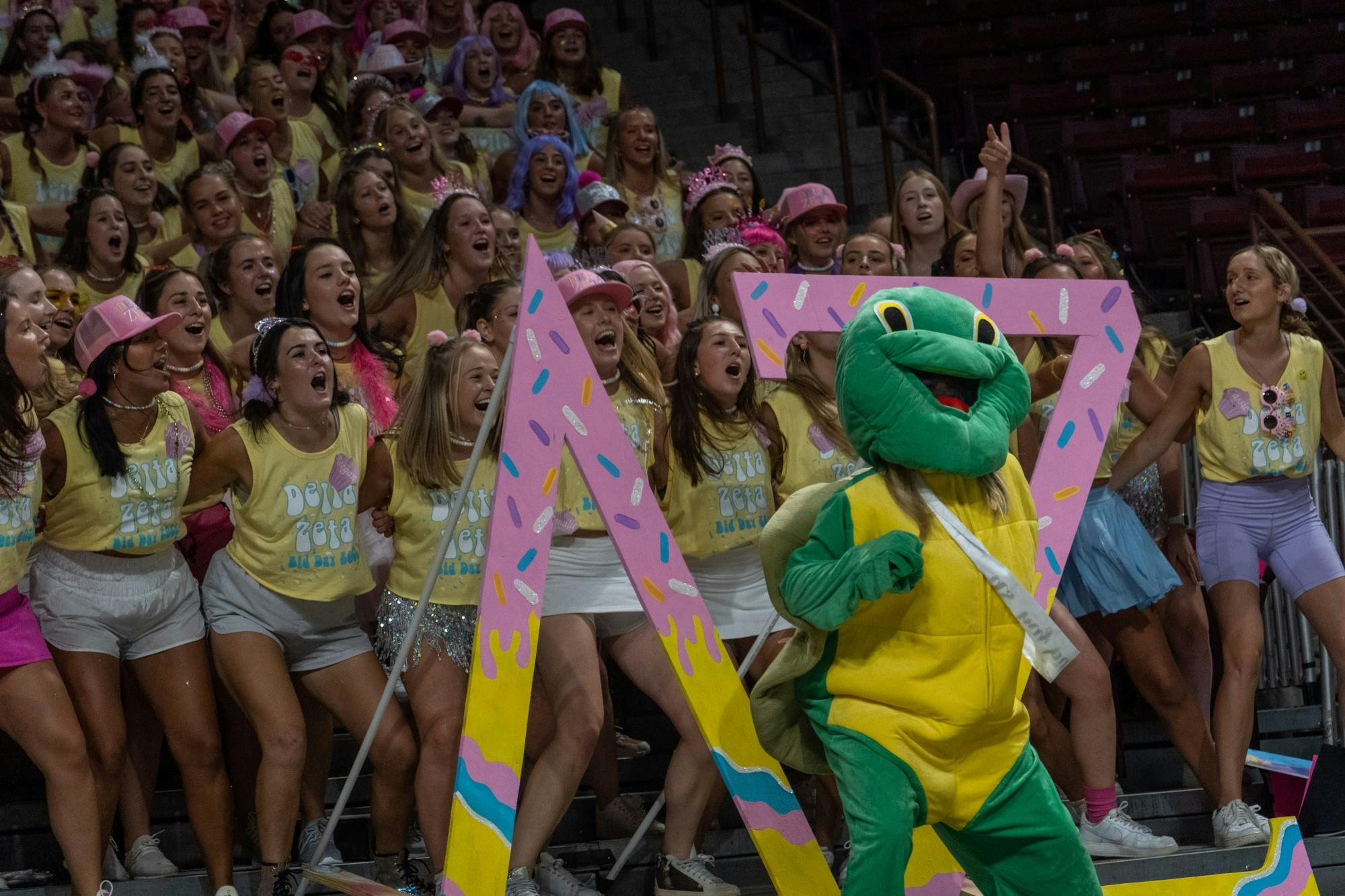USC Sororities gathered Sunday afternoon, Aug. 21, 2022 at the Colonial Life Arena for Bid Day. Several chapters dressed up in matching uniforms and costumes to celebrate new members.
