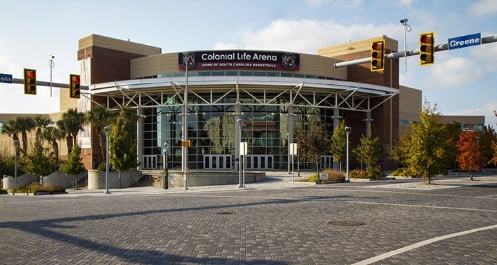 &nbsp;Colonial Life Arena&nbsp;is home to the University of South Carolina men's and women's basketball teams.