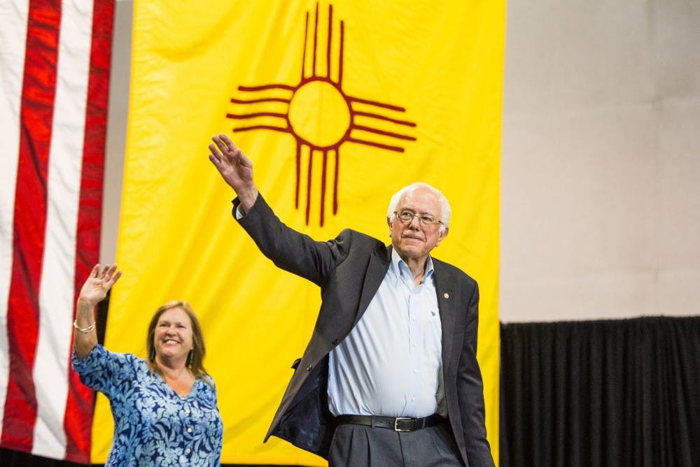 Former presidential candidate Bernie Sanders walks to the podium at his May 20, 2016 rally in Albuquerque New Mexico.&nbsp;Sanders will now attend a rally at UNM to support his former democratic running mate Hillary Clinton.&nbsp;