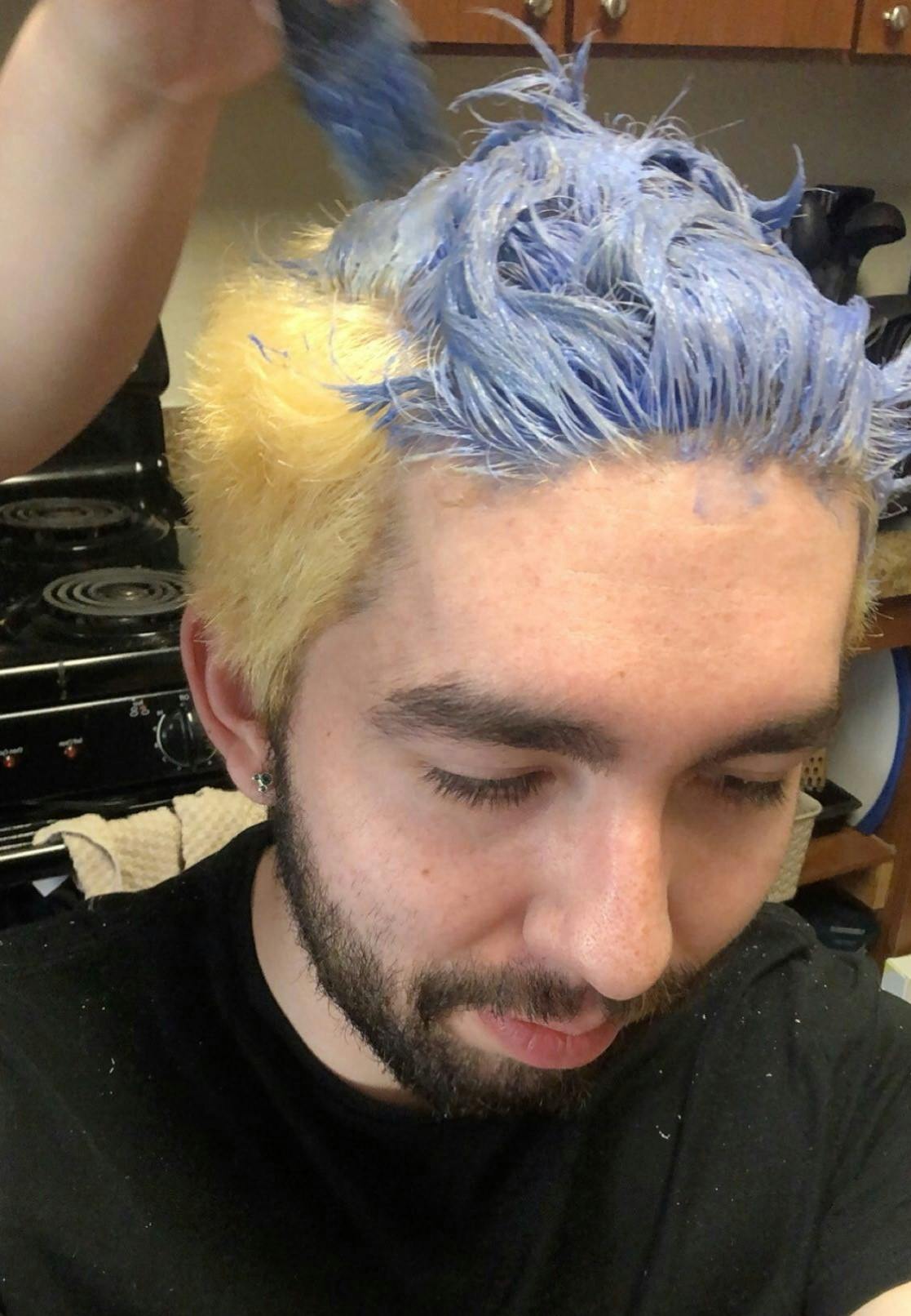 William getting his hair dyed by neighbors.jpg