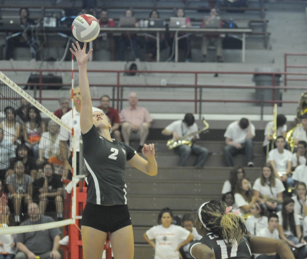 Lobo setter Hannah Johnson plays against Air Force, during the 2014 season at Johnson Gym on Nov. 25. Head coach Jeff Nelson released the 2015 schedule on Friday with the goal of a postseason run. 