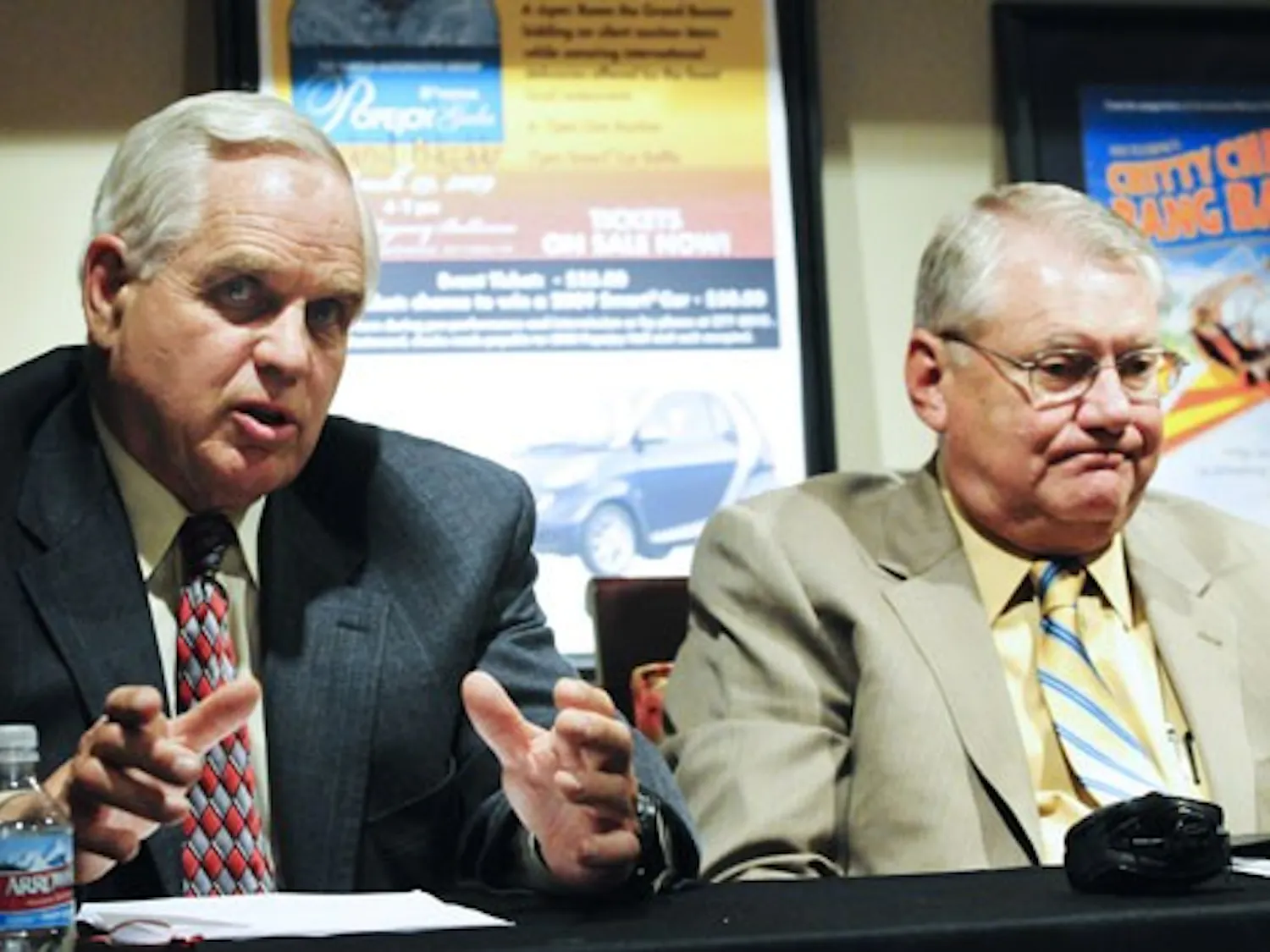 Jamie Koch, left, confirmed Thursday that he would step down as president of the Board of Regents. Koch will remain a member of the board, at least until his Legislative reconfirmation hearing, which is yet to be scheduled.