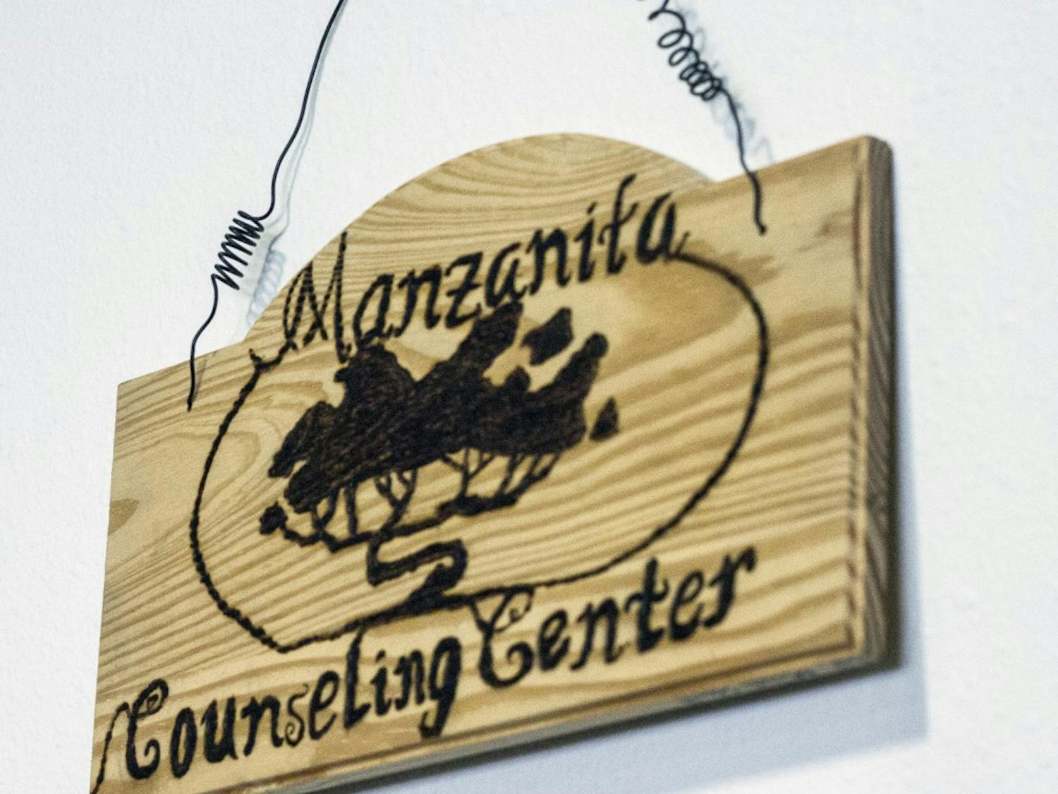A sign hangs at the entrance to the Manzanita Counseling Center. The center offers free services and is ran by graduate students who are under the supervision of licensed counselors.&nbsp;&nbsp;