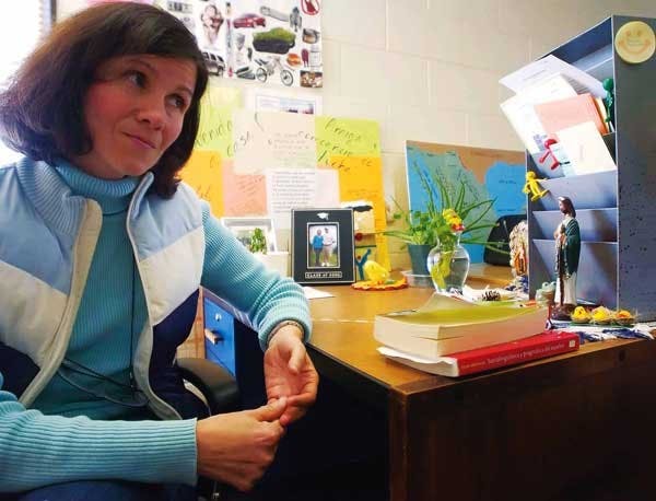 Graduate assistant Sonia Balasch sits in her office in Ortega Hall on Tuesday. Balasch was stranded in Venezuela for three months.  
