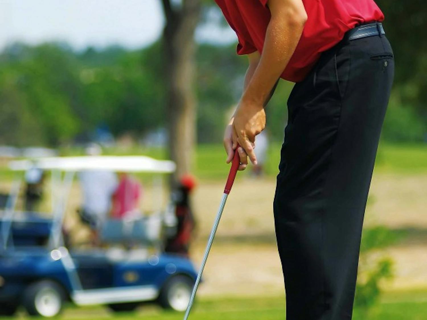 Golfer Steve Saunders watches his putt go in the hole for a par on the 10th hole at Los Altos golf course during the Albuquerque Men's City Amateur Golf Champions on July 8.