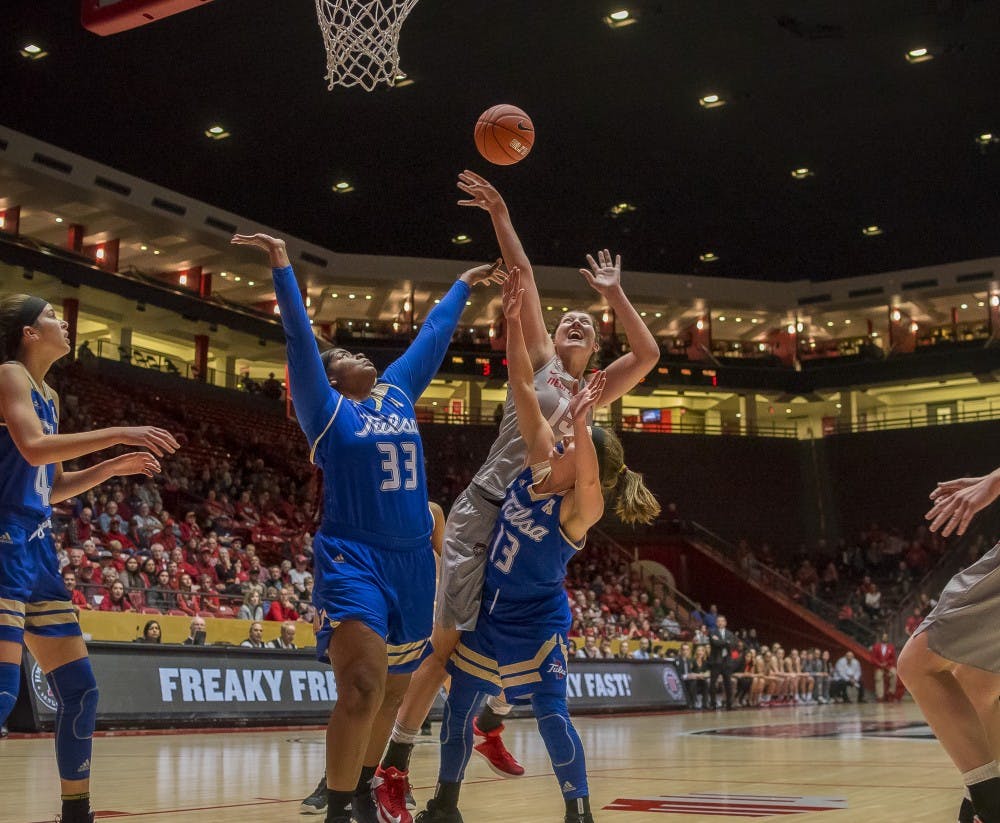 Richelle van der Keijl fights through contact to make shot against Tulsa on Friday November 25th at Wisepies Arena