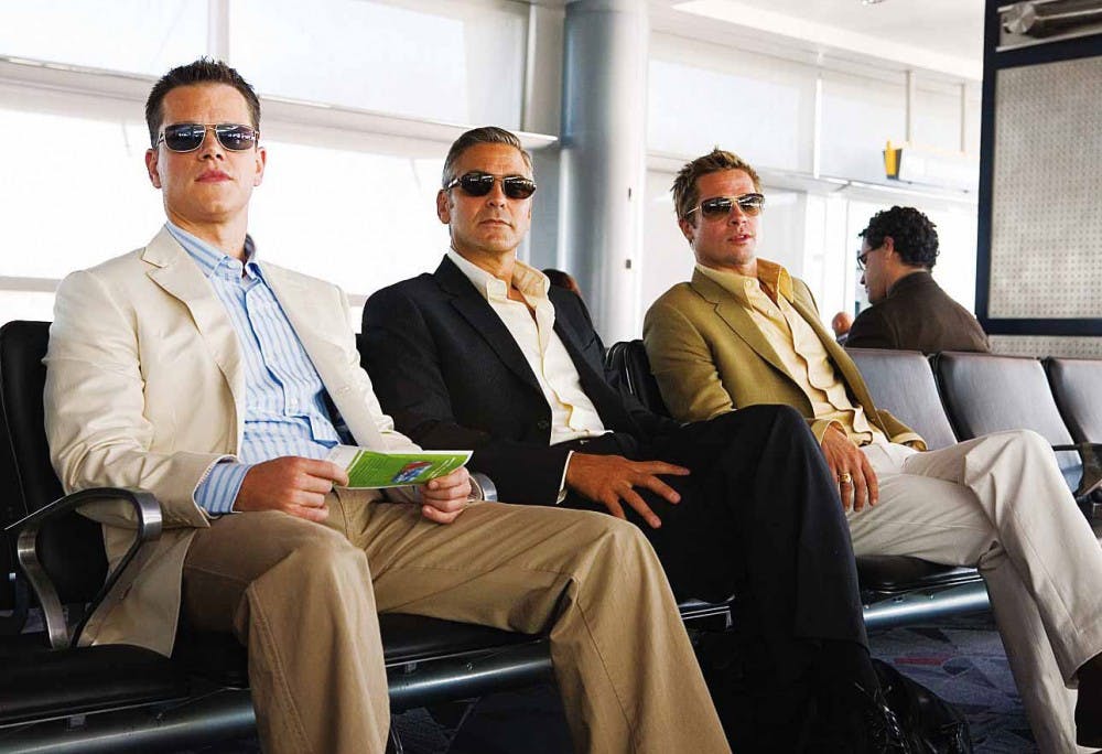 From left: Matt Damon, George Clooney and Brad Pitt in "Ocean's Thirteen."