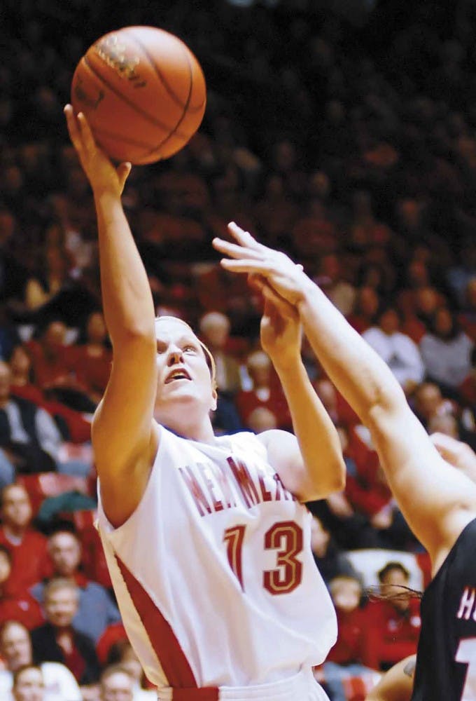 Katie Montgomery goes for a layup during Wednesday's game against San Diego State at The Pit. The Lobos won 76-46.