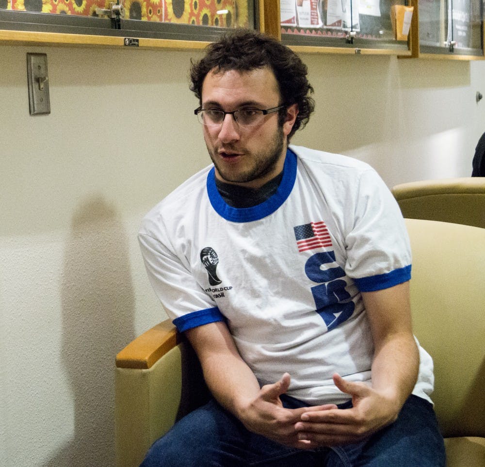 Gabriel Gallegos, a political science and strategic communications sophomore student sits at the SUB Tuesday afternoon. He will be traveling to Washington D.C. to be a part of a paid internship in the Office of Public Relations and also will be overseas at a U.S. Embassy next summer.&nbsp;