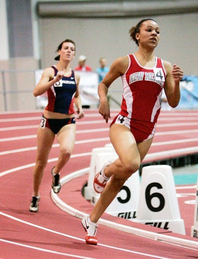 Ariel Burr runs at the Albuquerque Convention Center during the 2007 season. The UNM women's track and field team is ranked No. 24 in the nation. 